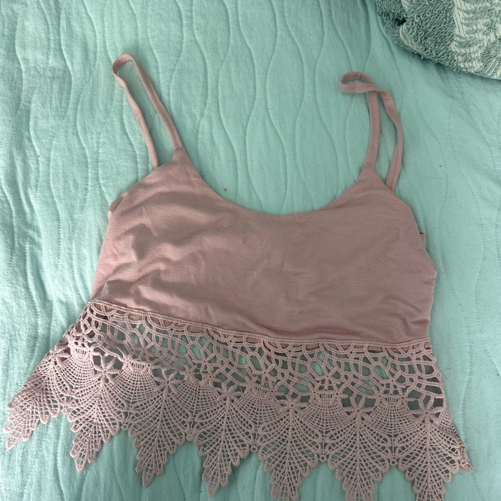 La Hearts Dusty Pink Lace Trim Camisole